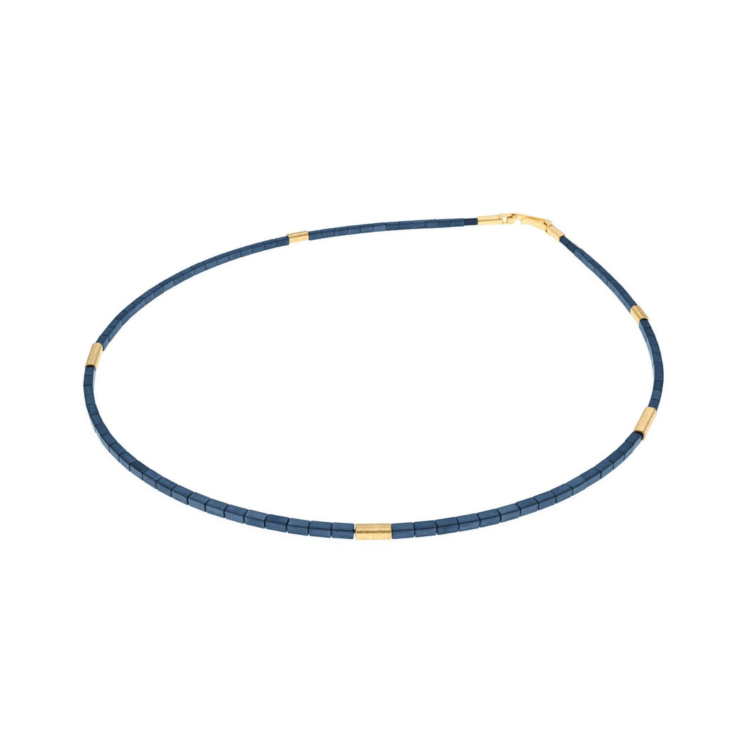 Blue Haematite and Vermeil Single Strand Necklace