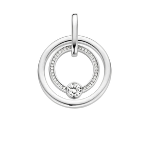 Silver Ti Sento Double Circle Pendant