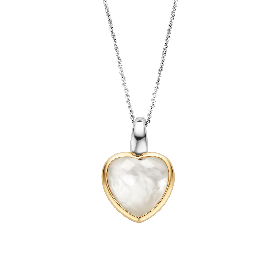 Mother of Pearl Heart Shaped stone Vermeil Pendant