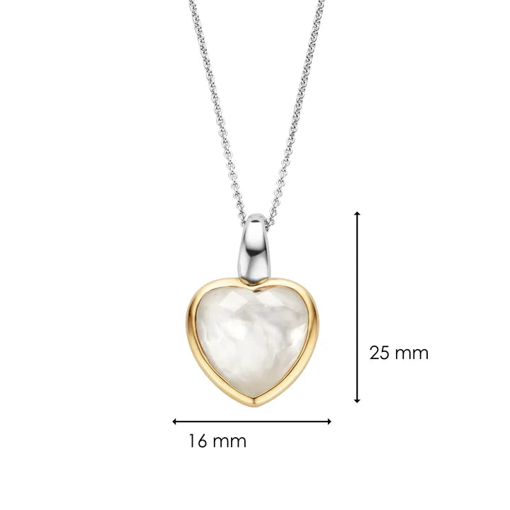 Mother of Pearl Heart Shaped stone Vermeil Pendant, view 2