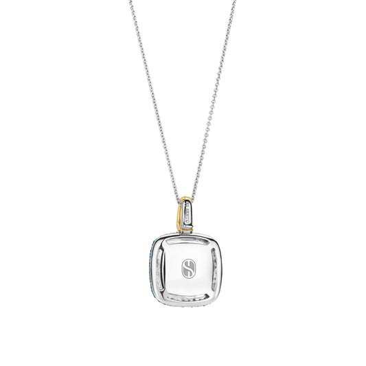 Turquoise & Blue Pavé Pendant Necklace Sterling Silver Gold Vermeil, view 3