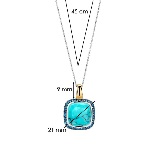 Turquoise & Blue Pavé Pendant Necklace Sterling Silver Gold Vermeil, view 2