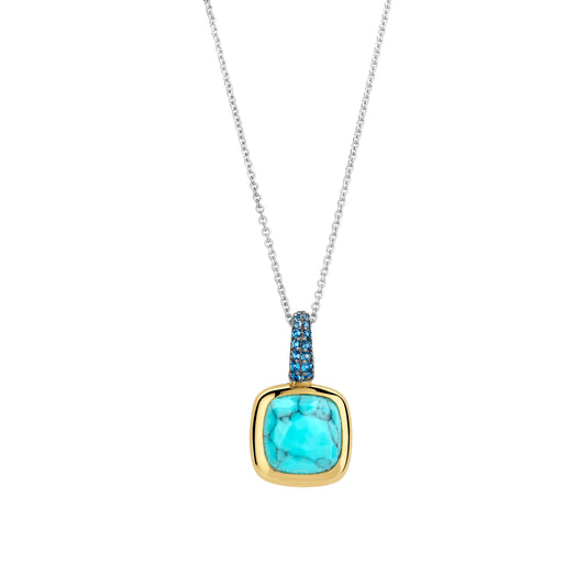 Gold Vermeil Turquoise Pendant on Sterling Silver Chain