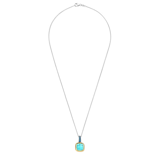 Gold Vermeil Turquoise Pendant on Sterling Silver Chain, view 3