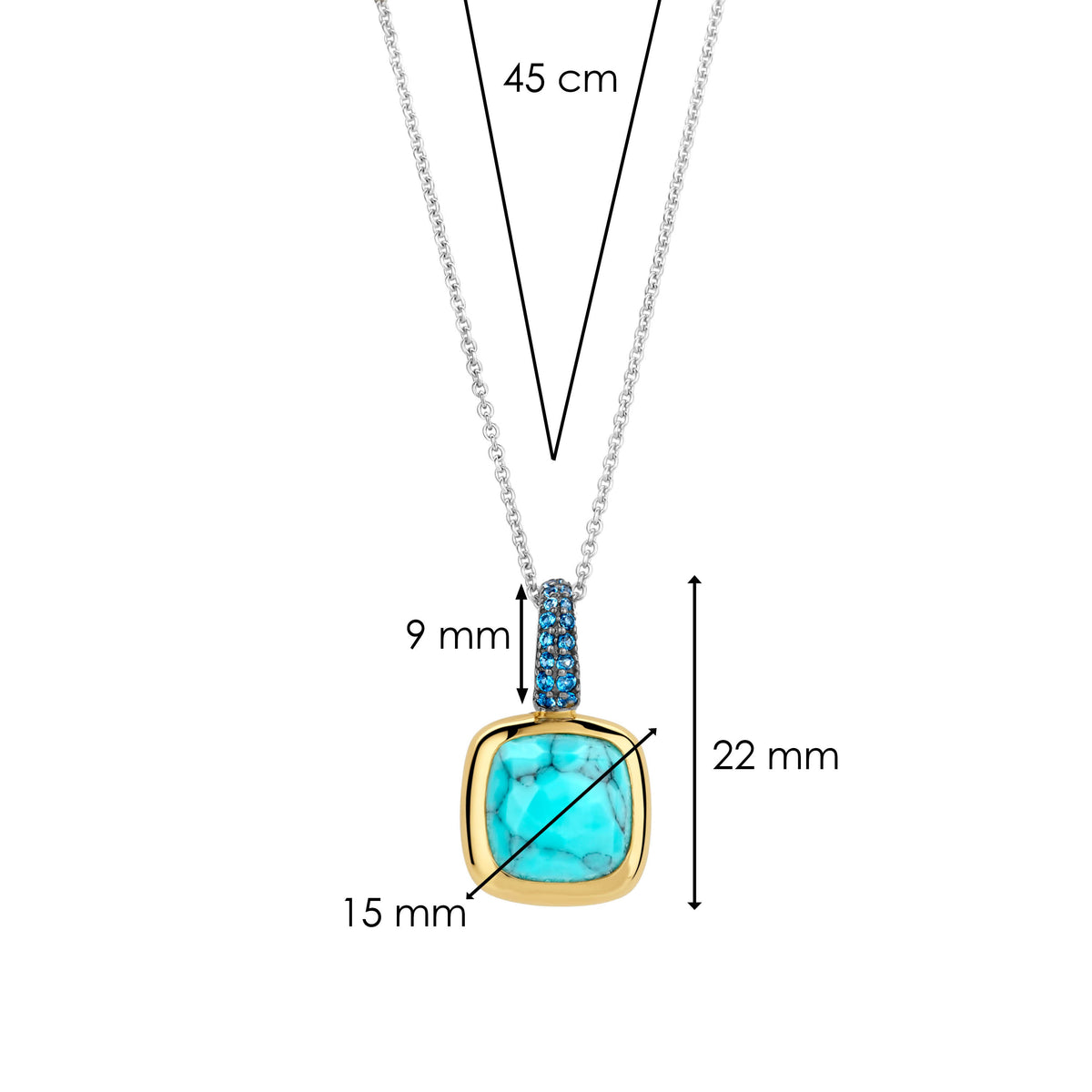 Gold Vermeil Turquoise Pendant on Sterling Silver Chain, view 5