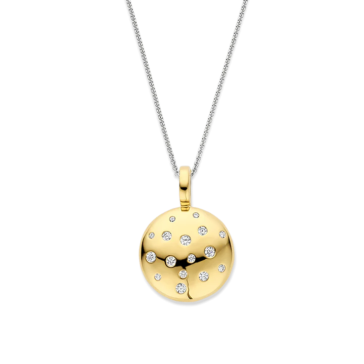 Gold Vermeil Cubic Zirconia round Pendant on chain