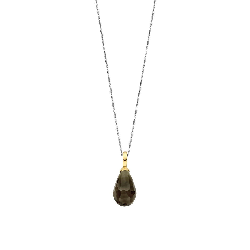 NEW - Sterling Silver and Vermeil Khaki coloured stone Detachable Pendant