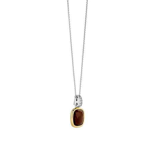 Sterling Silver and Vermeil pillow shaped Smoky Quartz Pendant, view 2