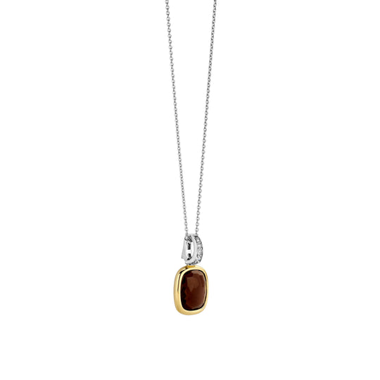 Sterling Silver and Vermeil pillow shaped Smoky Quartz Pendant, view 2