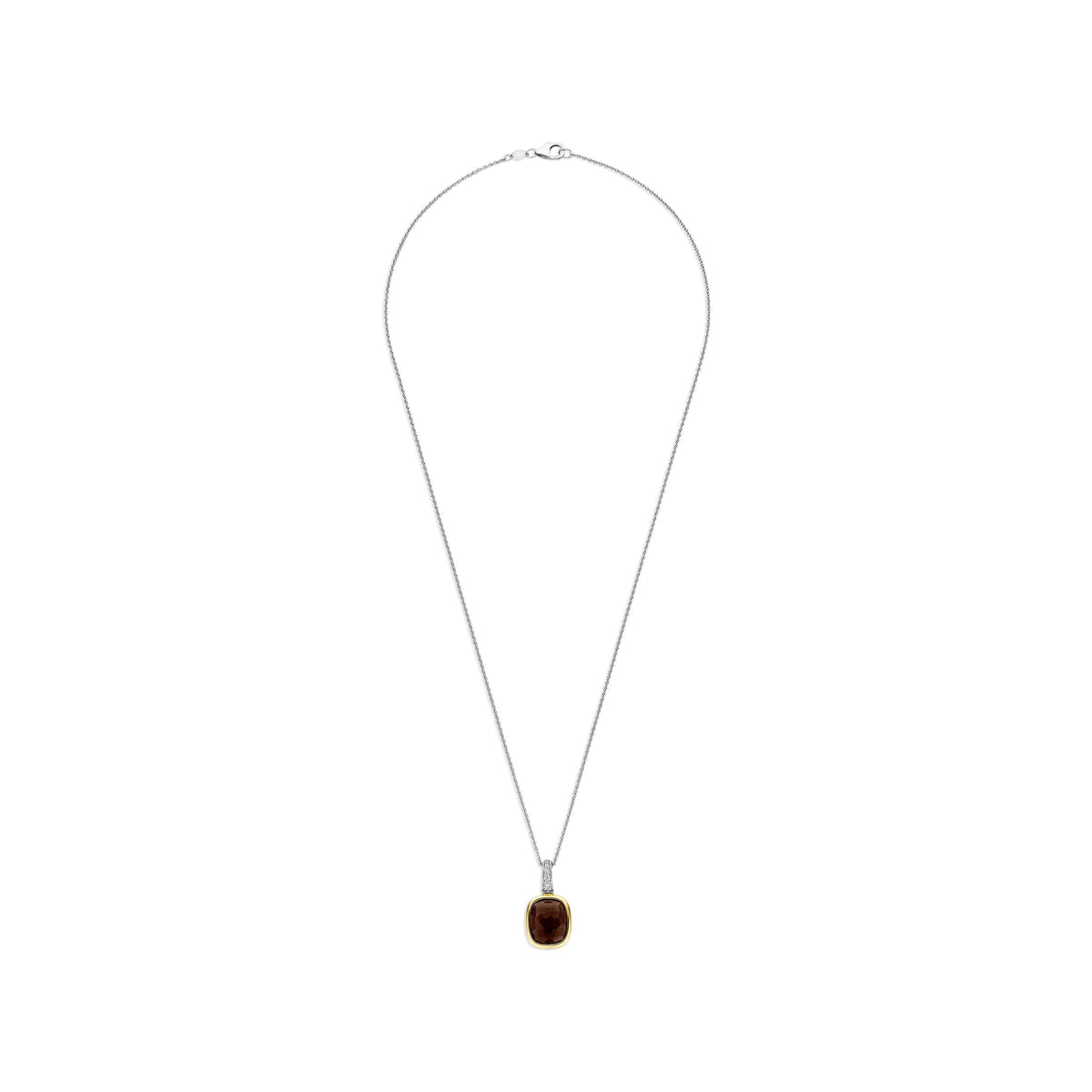 Sterling Silver and Vermeil pillow shaped Smoky Quartz Pendant, view 5