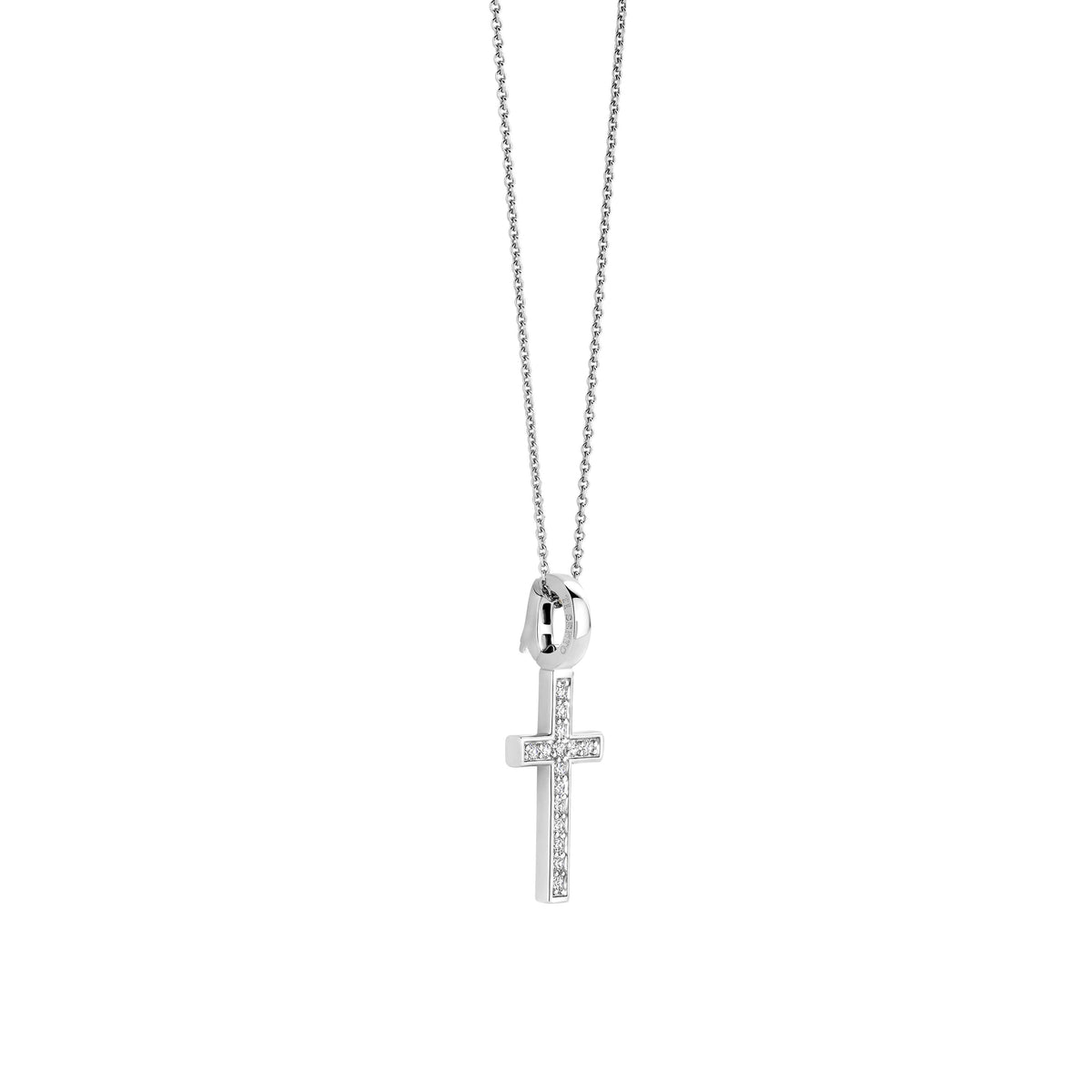 Sterling Silver and Cz set Cross Pendant, view 2