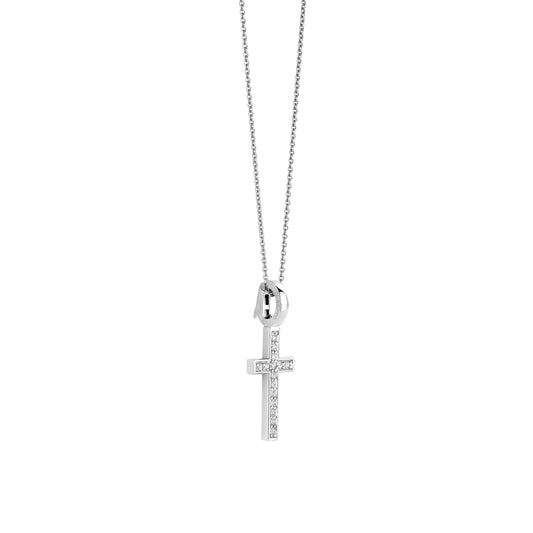 Sterling Silver and Cz set Cross Pendant, view 2