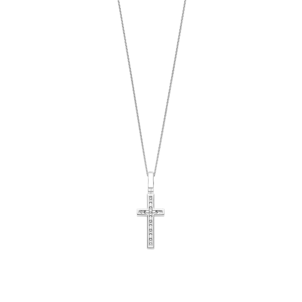NEW - Sterling Silver and Cz set Cross Pendant