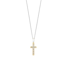 Load image into Gallery viewer, NEW - Sterling Silver Vermeil and Cz set cross Pendant
