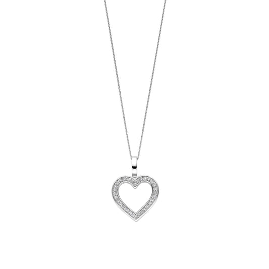 Sterling Silver and Cz set open heart shaped Pendant