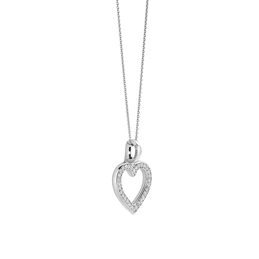 Sterling Silver and Cz set open heart shaped Pendant, view 2