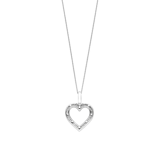 Sterling Silver and Cz set open heart shaped Pendant, view 3