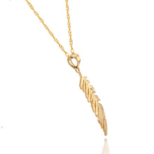Load image into Gallery viewer, 9ct Yellow Gold Feather Pendant Necklace
