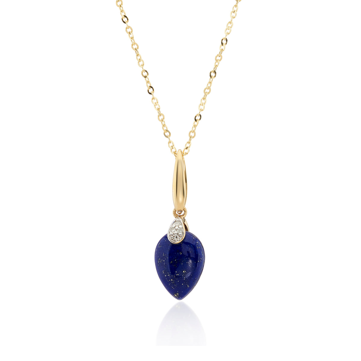 9ct Yellow Gold Lapis Diamond Pendant on chain