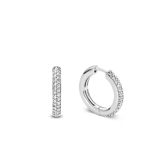 Sterling Silver Micro-Pavé Cubic Zirconia Hoop Earrings