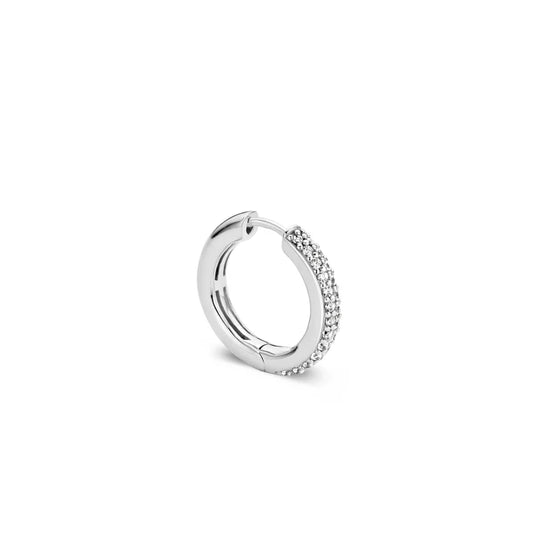 Sterling Silver Micro-Pavé Cubic Zirconia Hoop Earrings, view 3
