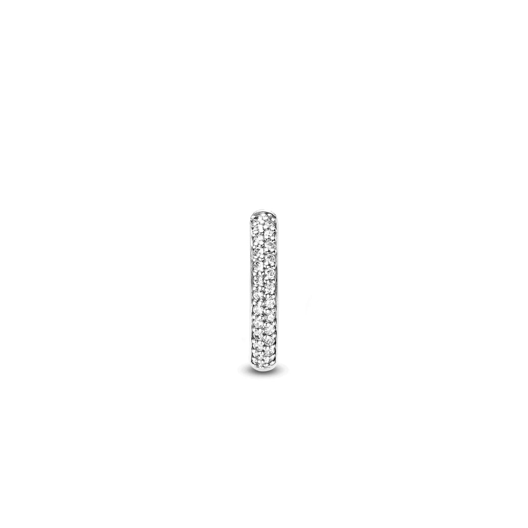 Medium Sterling Silver micro-pave Cz set hoop earrings
