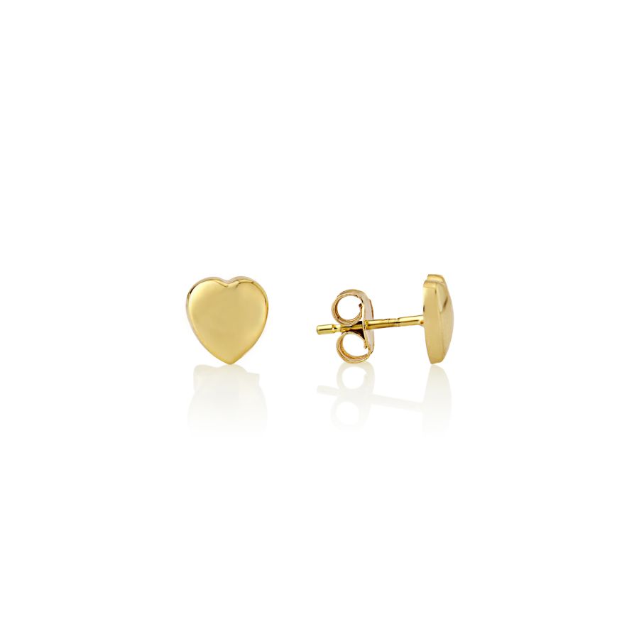 9ct Yellow Gold Heart stud Earrings