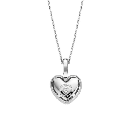 Sterling Silver Heart Shaped Pendant with Pavé set Cubic Zirconia, view 3