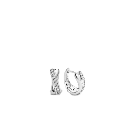 Sterling Silver Cubic Zirconia Huggie Hoop Earrings