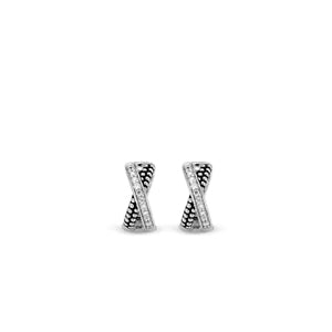 Sterling Silver Structure Crossover Hoop Earrings by TI SENTO