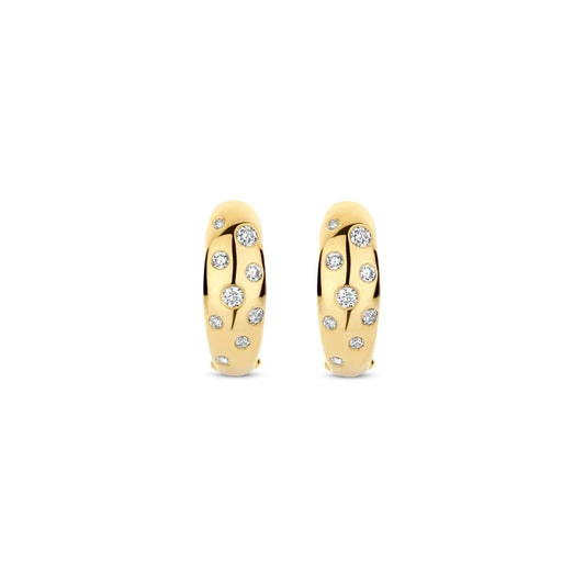 Gold Vermeil Cubic Zirconia Hoop Earrings, view 2