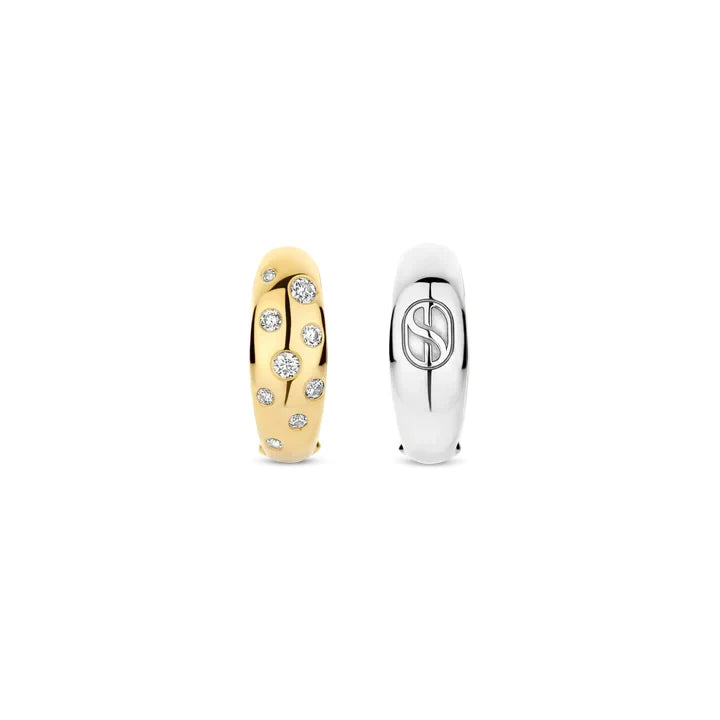 Gold Vermeil Cubic Zirconia Hoop Earrings, view 3