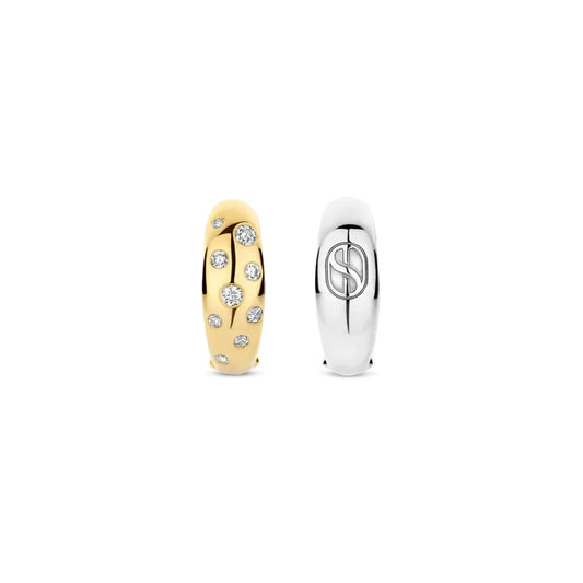 Gold Vermeil Cubic Zirconia Hoop Earrings, view 3