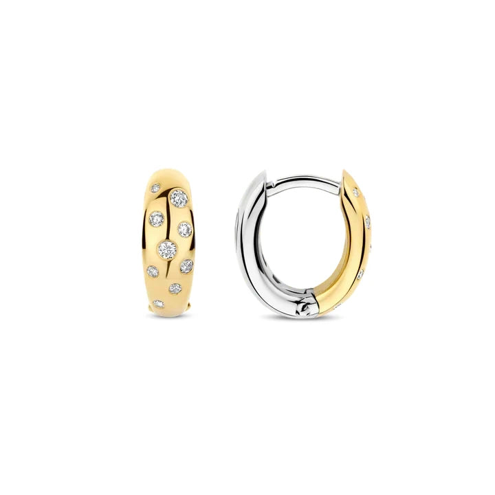 Gold Vermeil Cubic Zirconia Hoop Earrings, view 4