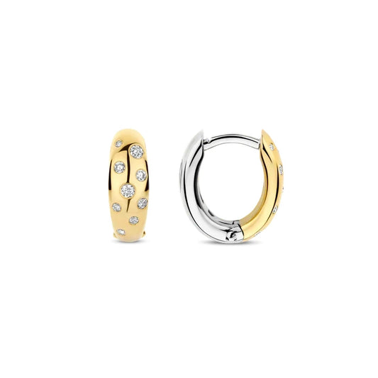 Gold Vermeil Cubic Zirconia Hoop Earrings, view 4