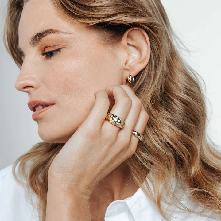 Gold Vermeil Cubic Zirconia Hoop Earrings, view 5