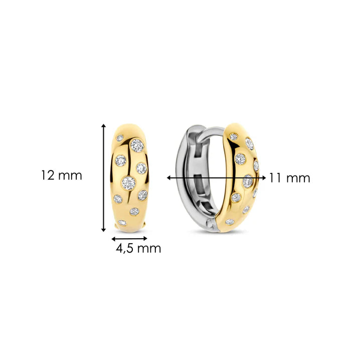 Gold Vermeil Cubic Zirconia Hoop Earrings, view 6