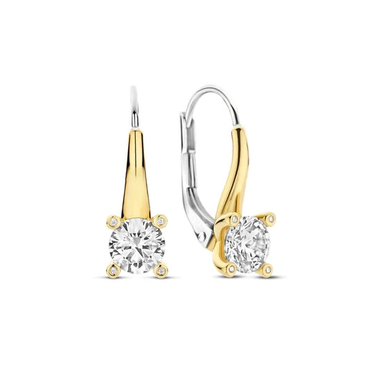 Ti Sento Sterling Silver Vermeil Classic Zirconia Solitaire Drop Earrings