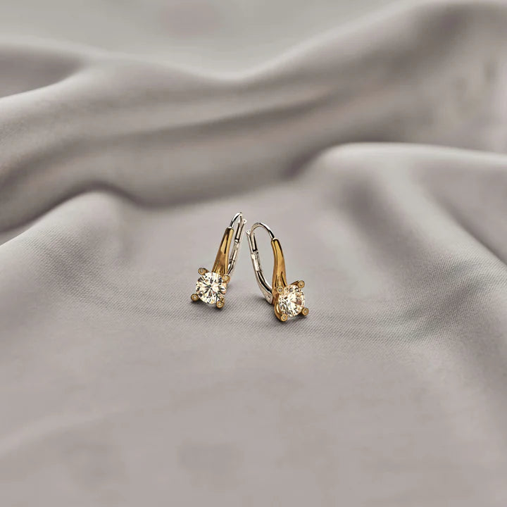 Ti Sento Sterling Silver Vermeil Classic Zirconia Solitaire Drop Earrings, view 7