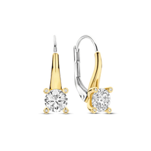 Load image into Gallery viewer, Ti Sento Sterling Silver Vermeil Classic Zirconia Hoops
