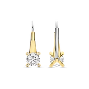 Ti Sento Sterling Silver Vermeil Classic Zirconia Solitaire Drop Earrings, view 3