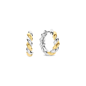 NEW -Ti Sento Small Round Two tone Twisted Hoops