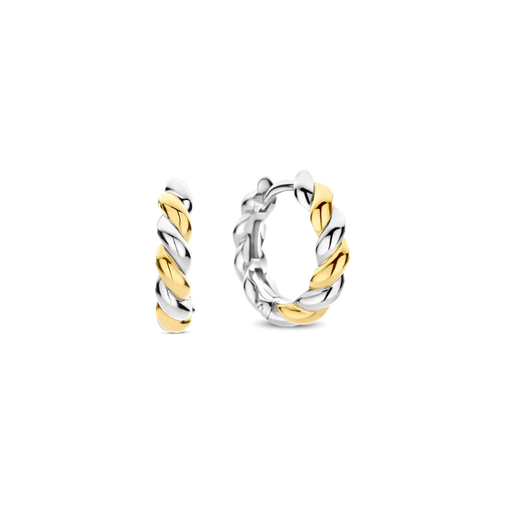 NEW -Ti Sento Small Round Two tone Twisted Hoops