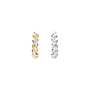 NEW -Ti Sento Small Round Two tone Twisted Hoops