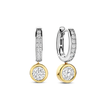 Load image into Gallery viewer, Ti Sento Sterling Silver Vermeil Classic Round Zirconia Hoops
