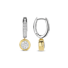 Load image into Gallery viewer, Ti Sento Sterling Silver Vermeil Classic Round Zirconia Hoops

