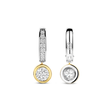 Load image into Gallery viewer, Ti Sento Sterling Silver Vermeil Classic Round Zirconia Hoops
