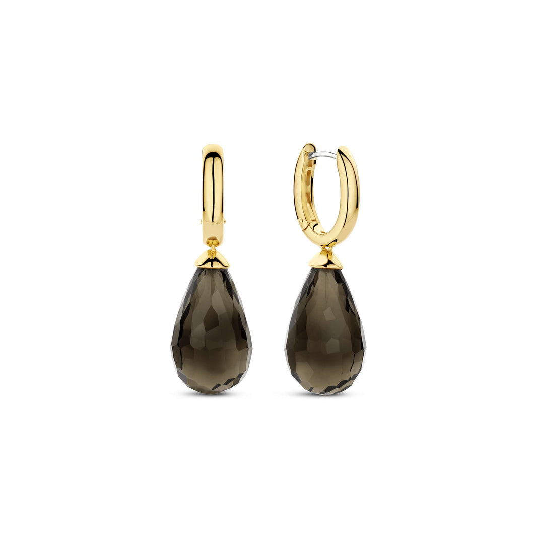New AW 25 Gold Vermeil briolette cut Khaki coloured Drop Earrings