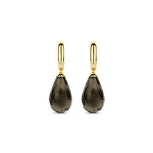 Load image into Gallery viewer, New AW 25 Gold Vermeil briolette cut Khaki coloured Drop Earrings
