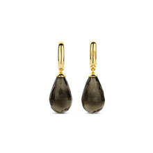 Load image into Gallery viewer, New AW 25 Gold Vermeil briolette cut Khaki coloured Drop Earrings
